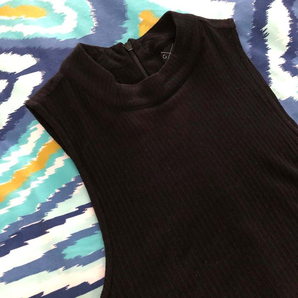 Black mock neck ribbed dress - Picture 8 of 8